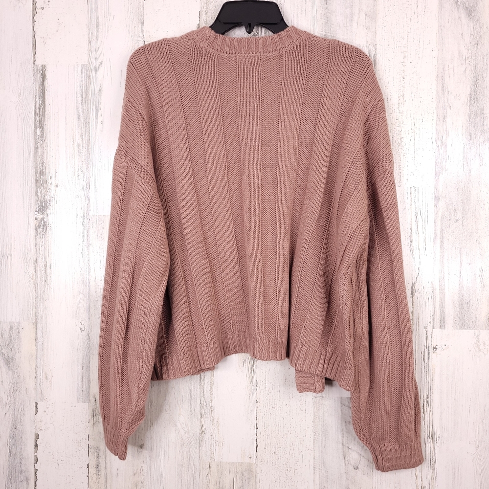 Wild Fable Open Front Cable Knit Mauve LS Cardigan - Picture 6 of 7